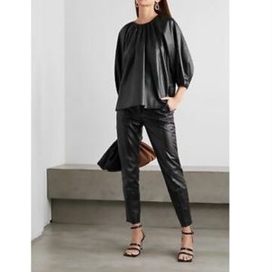 The Frankie Shop Gathered Neck Faux Leather OVERSIZED Top SMALL